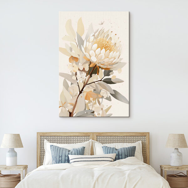 Witte bloem met geel hart Canvas Schilderijen Witte bloem met geel hart