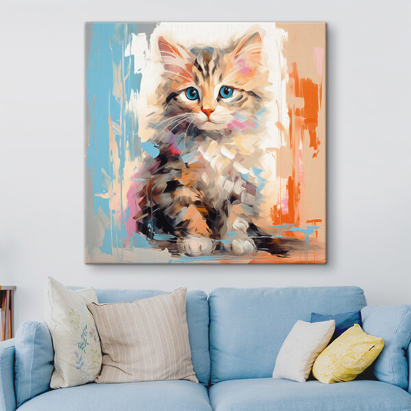 Kat met blauwe ogen Canvas Schilderijen Kat met blauwe ogen