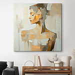 Canvas Schilderijen Abstracte overpeinzing in beige tinten
