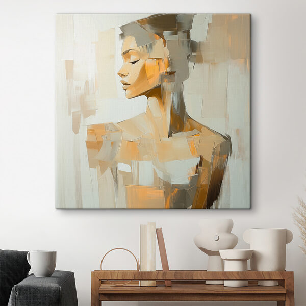 Abstracte overpeinzing in beige tinten Canvas Schilderijen Abstracte overpeinzing in beige tinten