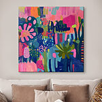 Canvas Schilderijen Kleurrijk schilderij van bloemen en planten