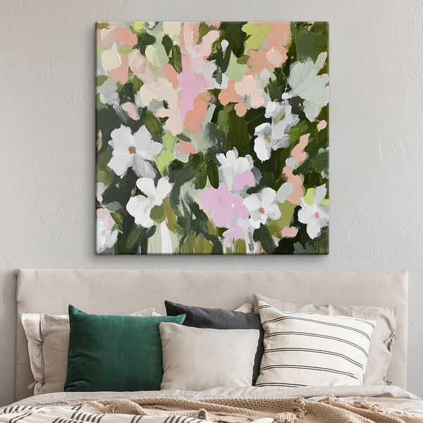 Schilderij van bloemen en bladeren Canvas Schilderijen Schilderij van bloemen en bladeren