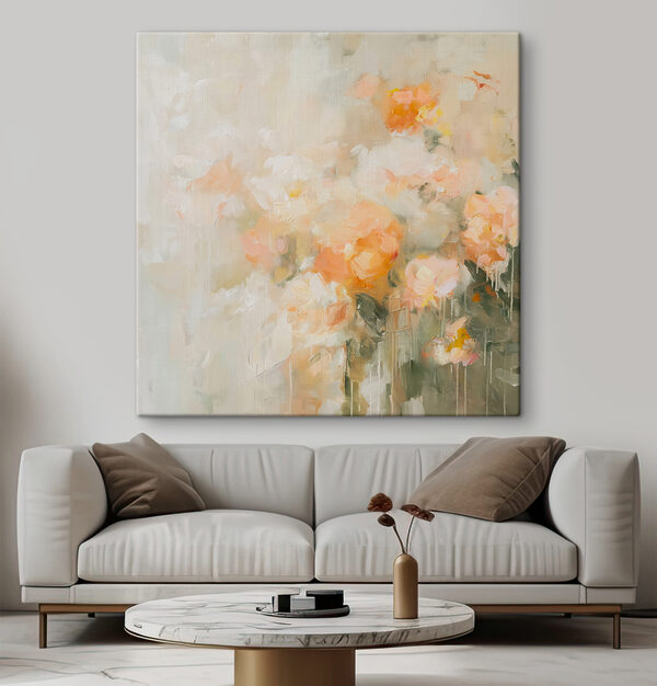 Schilderij van bloemen op een wit oppervlak Canvas Schilderijen Schilderij van bloemen op een wit oppervlak