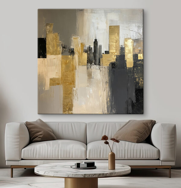 Schilderij van een skyline van een stad Canvas Schilderijen Schilderij van een skyline van een stad
