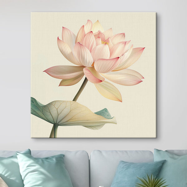 Elegante lotus in zachte pasteltinten Canvas Schilderijen Elegante lotus in zachte pasteltinten