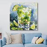 Canvas Schilderijen Glas water met limoenen en muntblaadjes