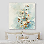 Canvas Schilderijen Aquarel van katoenen bloemen