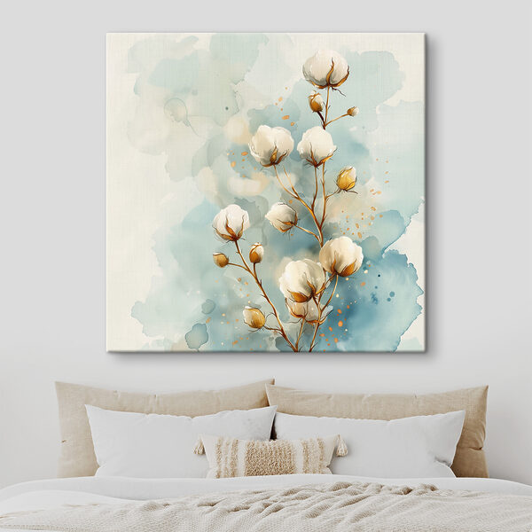 Aquarel van katoenen bloemen Canvas Schilderijen Aquarel van katoenen bloemen