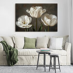 Canvas Schilderijen Groep witte bloemen