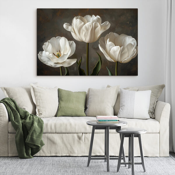 Groep witte bloemen Canvas Schilderijen Groep witte bloemen