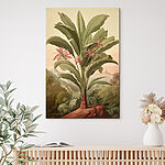Canvas Schilderijen Grote plant met bloemen en bladeren