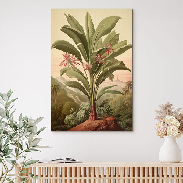 Grote plant met bloemen en bladeren Canvas Schilderijen Grote plant met bloemen en bladeren