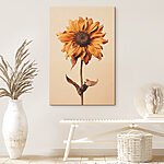 Canvas Schilderijen Zonnebloem met bruin hart