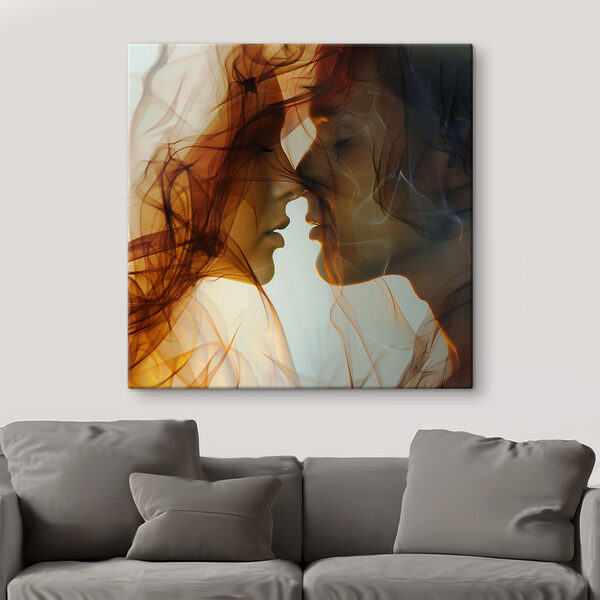 Man en vrouw met rook Canvas Schilderijen Man en vrouw met rook