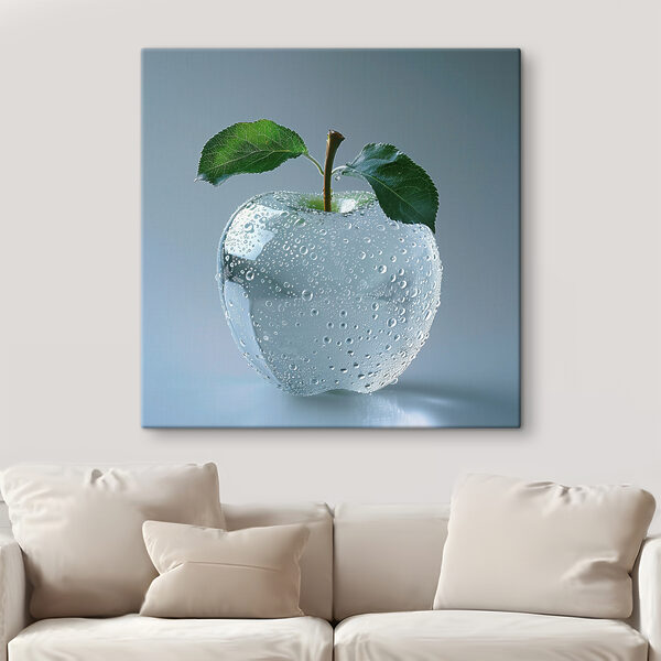 Heldere appel met waterdruppels erop Canvas Schilderijen Heldere appel met waterdruppels erop