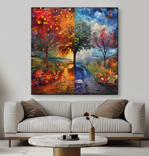 Schilderij van een boom en een pad Canvas Schilderijen Schilderij van een boom en een pad