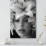 Canvas Schilderijen Vrouw met bloemen op haar hoofd