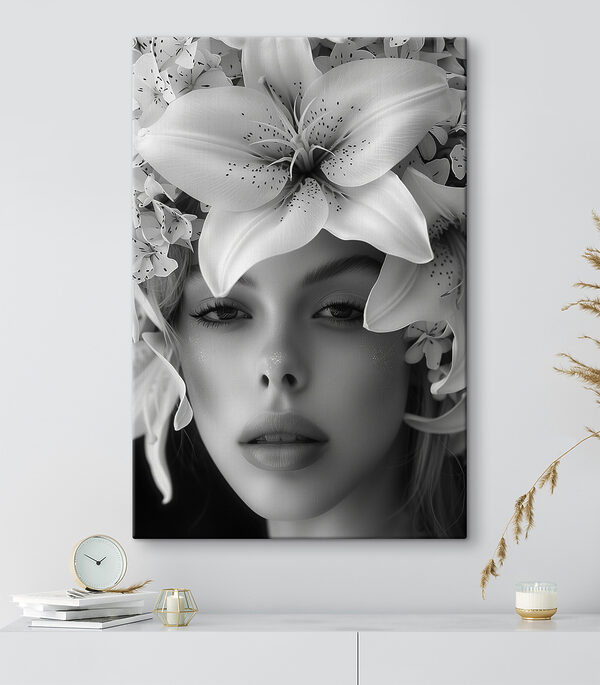 Vrouw met bloemen op haar hoofd Canvas Schilderijen Vrouw met bloemen op haar hoofd