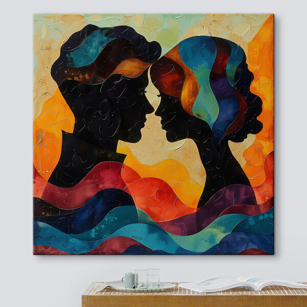Man en vrouw kijken elkaar aan Canvas Schilderijen Man en vrouw kijken elkaar aan