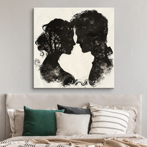 Man en vrouw oog in oog Canvas Schilderijen Man en vrouw oog in oog