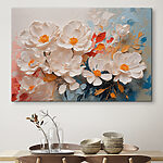 Canvas Schilderijen Groep witte bloemen met geel hart