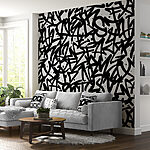 Fotobehang Zwart-wit patroon met letters