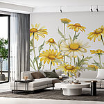 Fotobehang Groep gele bloemen