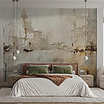 Fotobehang Witte muur met afbladderende verf