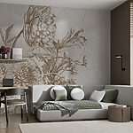 Fotobehang Vintage bloemen elegantie in monochroom