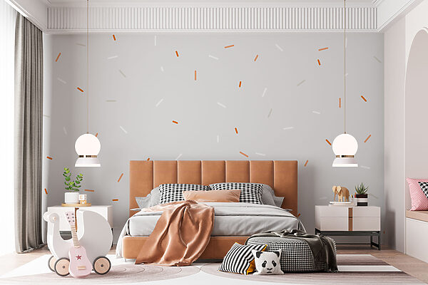 Witte en oranje hagelslag op een grijze achtergrond Fotobehang Witte en oranje hagelslag op een grijze achtergrond