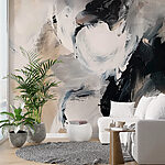 Fotobehang Abstracte wervelingen in monochroom palet