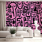 Fotobehang Roze en zwart patroon