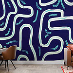Fotobehang Blauw en wit patroon