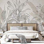 Fotobehang Monochrome Botanische Schetsen Bloeien