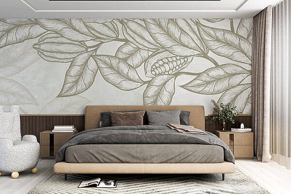 Plant met bladeren en bonen Fotobehang Plant met bladeren en bonen