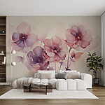Fotobehang Blozende bloesems in subtiele tinten