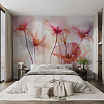 Fotobehang Groep bloemen met transparante bloemblaadjes
