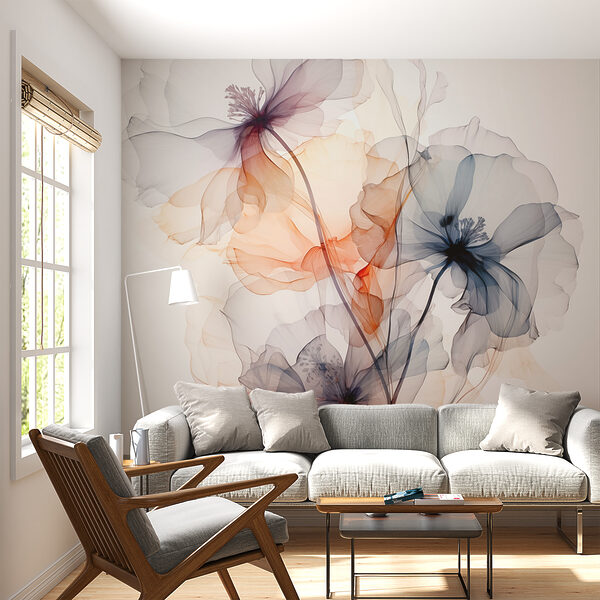 Groep bloemen met verschillende kleuren Fotobehang Groep bloemen met verschillende kleuren