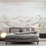 Fotobehang Bergketen met wolken
