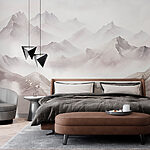 Fotobehang Bergketen met wolken