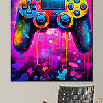 Canvas Schilderijen Kleurrijke videogamecontroller
