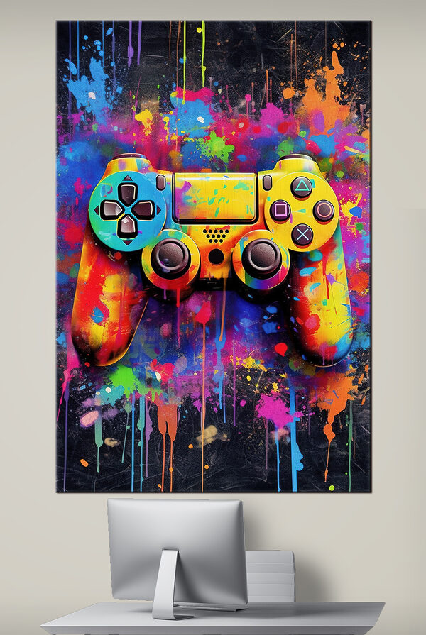 Kleurrijke videogamecontroller Canvas Schilderijen Kleurrijke videogamecontroller