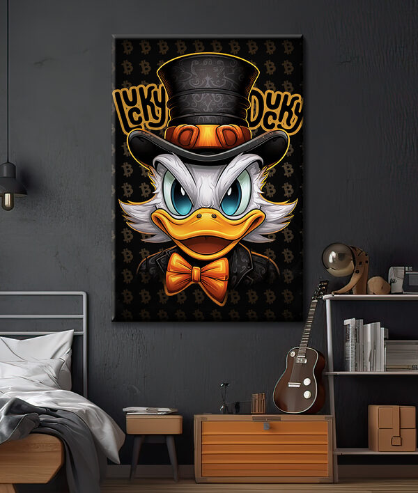 Cartoon eend met hoge hoed Canvas Schilderijen Cartoon eend met hoge hoed