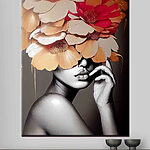 Canvas Schilderijen Vrouw met bloemen op haar hoofd