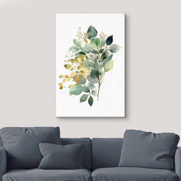 Aquarel van een tak met bladeren Canvas Schilderijen Aquarel van een tak met bladeren