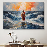Canvas Schilderijen Schilderij van een man in het water