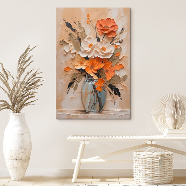 Schilderij van bloemen in een vaas Canvas Schilderijen Schilderij van bloemen in een vaas
