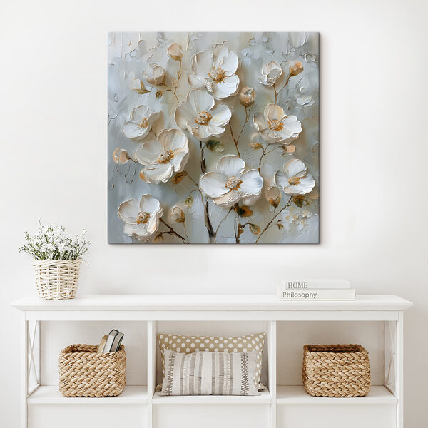 Schilderij van witte bloemen Canvas Schilderijen Schilderij van witte bloemen