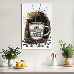 Canvas Schilderijen Koffiemok met een stomende vloeistof erin