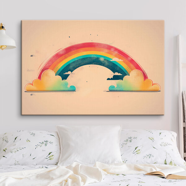 Regenboog en wolken in de lucht Canvas Schilderijen Regenboog en wolken in de lucht